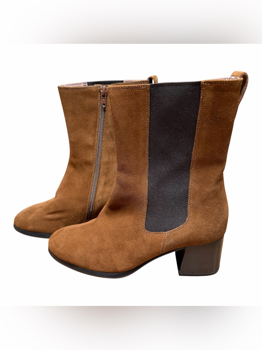Sole Bliss Fern Boots Tan Brown Suede Size 41 / US 10 Mid Calf Bunion Friendly